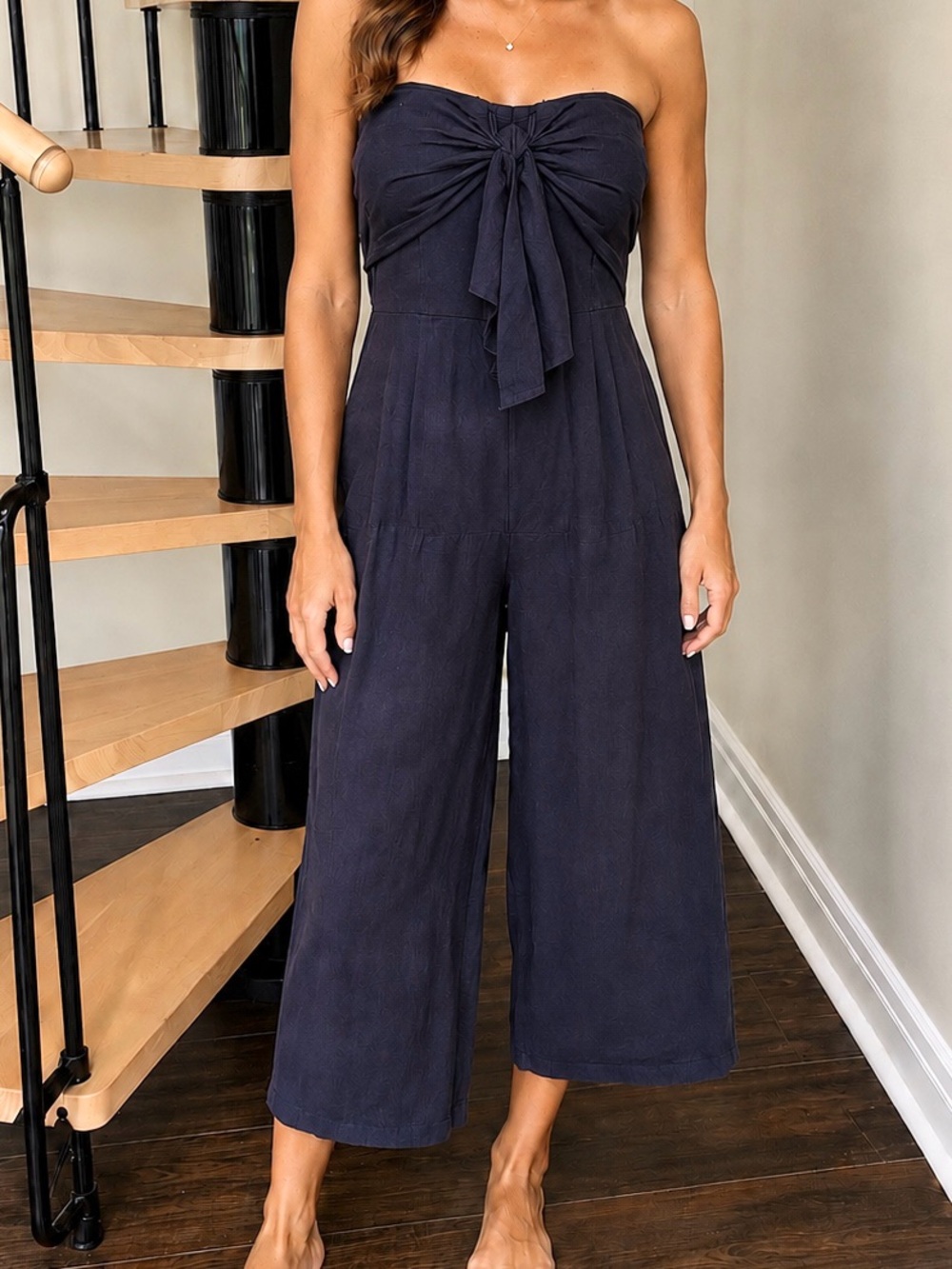Linen Blend Wide-Leg Jumpsuit Size 11